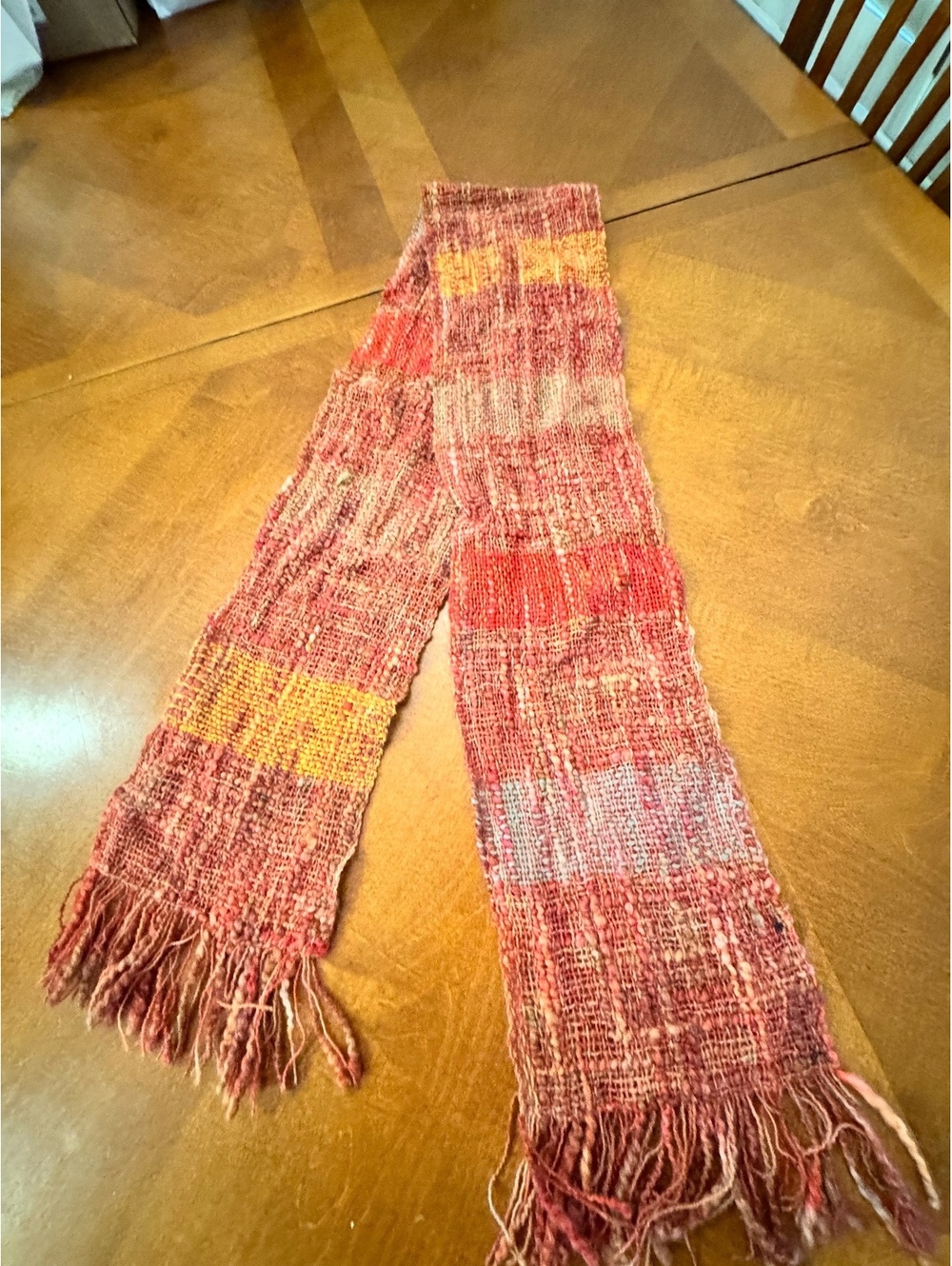 Handwoven Multicolor Wool Scarf with Fringe 3230